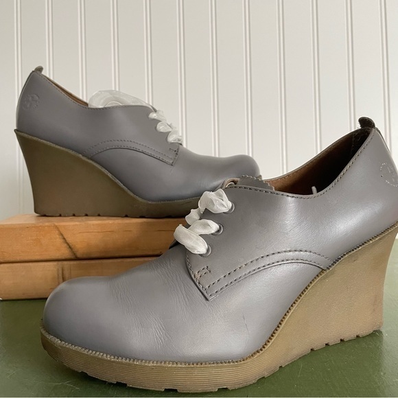 Dr. Martens Shoes - Dr. Martens MIMI Wedge Heels in Steel Gray Leather